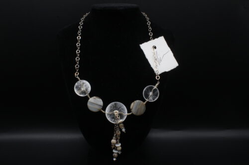 Cascade Selenite with Light Banded Agate Necklace