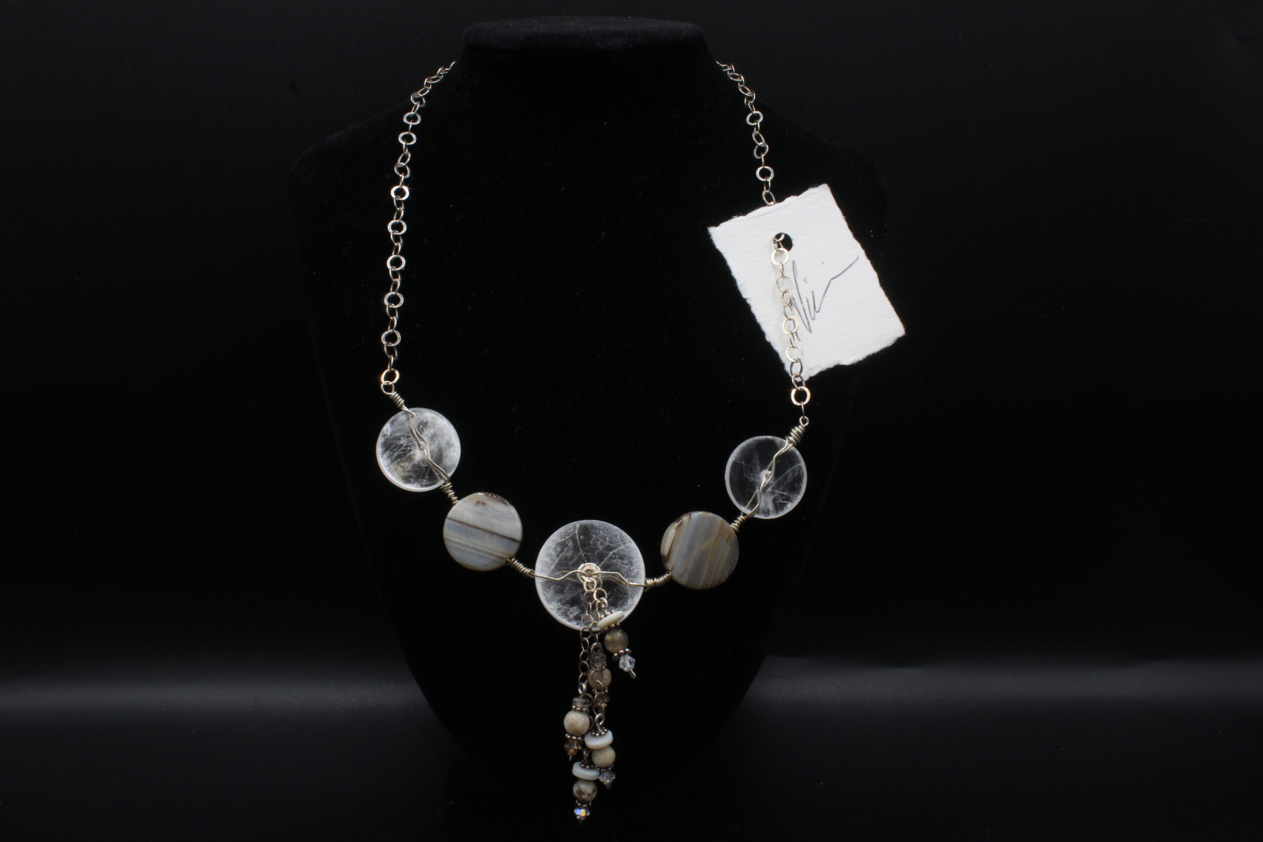 Cascade Selenite with Light Banded Agate Necklace