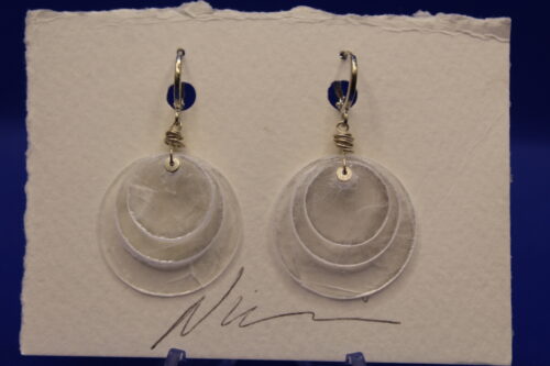 Triple Disc Selenite Earrings