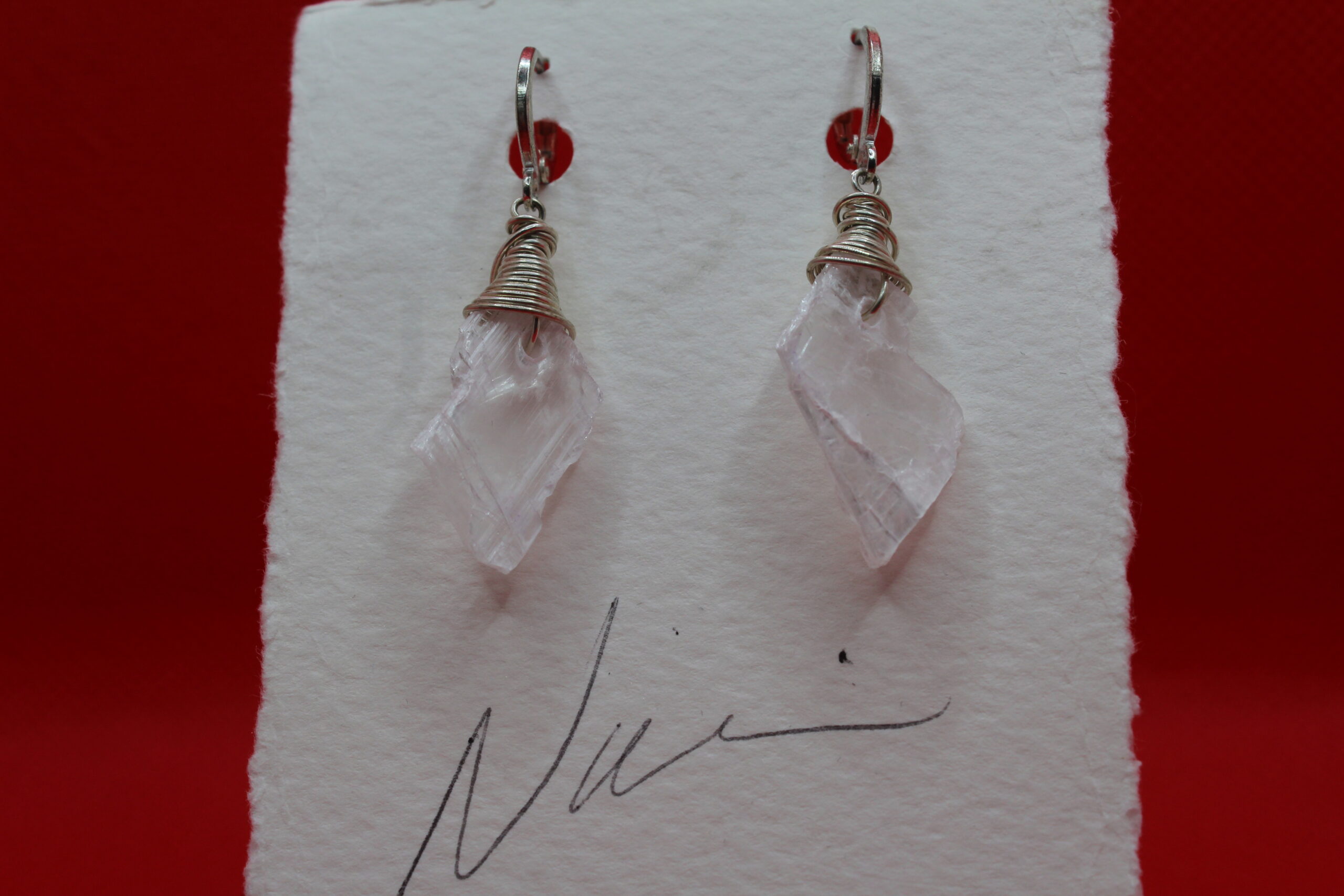 Selenite Wire Wrapped Earrings