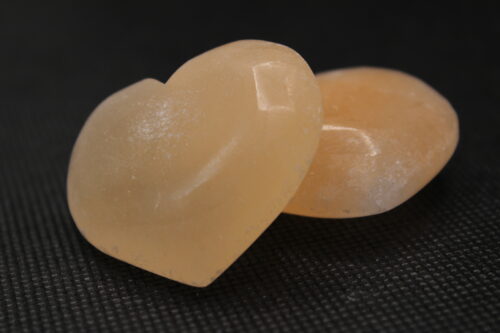 Peach Selenite Palm Stone Hearts
