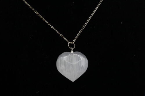Selenite Heart Pendant Necklace
