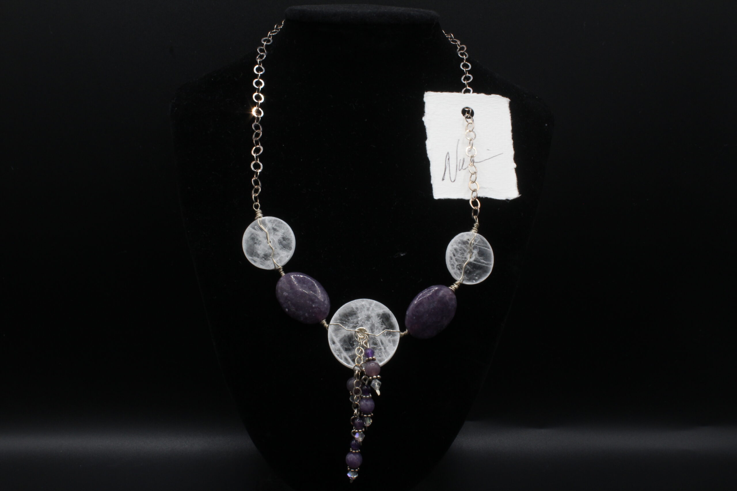 Cascade Selenite with Lepidolite & Amethyst Necklace